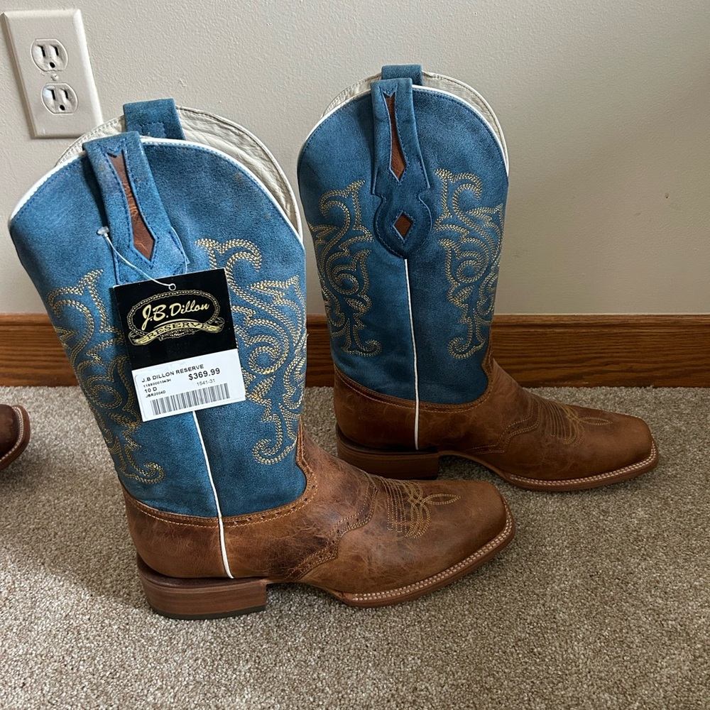 J.B. Dillon Blue and Brown Men's Boots